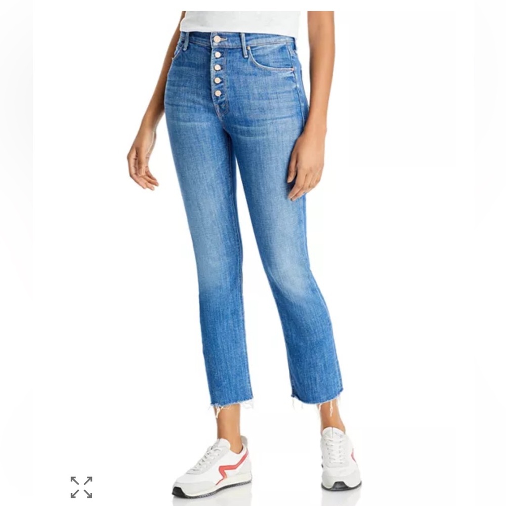 MOTHER The Pixie Dazzler High‎ Rise Fray Cropped Straight Jeans